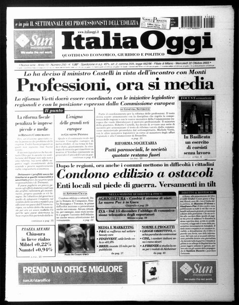 Italia oggi : quotidiano di economia finanza e politica